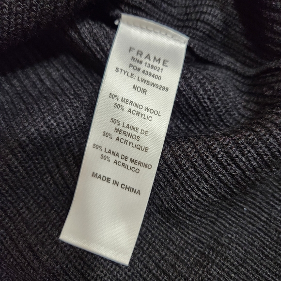 Frame Denim Noir Black Ribbed Sweater Off The Shoulder - Picture 5 of 10